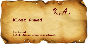 Klosz Ahmed névjegykártya